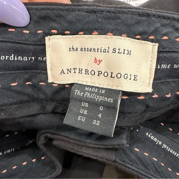 Anthropologie the essential slim Black Dress Pants size 0 - Picture 3 of 6